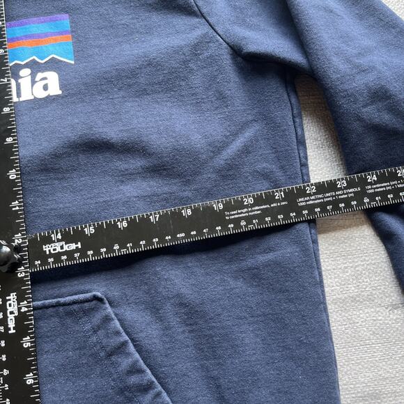 Patagonia Hoodie Women’s Large Pullover Navy Blue P-6 Logo Uprisal Sweatshirt - Picture 5 of 7